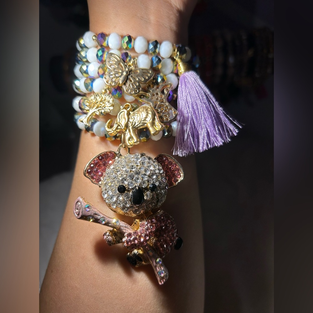 Artisanal Pink Koala Charm Bracelet